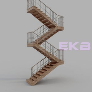 Лестницы с ломаными косоурами П-образные с деревом Л - 351 