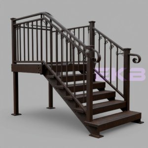 Лестницы на тетивах из профиля, рифленые с площадкой Л - 152 