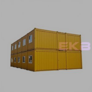 МД-40 - двухэтажное модульное здание с плоской крышей из десяти блок-контейнеров с внешней отделкой цветным профлистом C8 