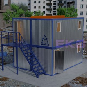 Двухэтажное модульное здание МЗ-40 эконом из 4-х БК 