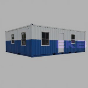 МД-62 - одноэтажное модульное здание с плоской крышей из двух блок-контейнеров с отделкой оцинкованным профлистом C8 